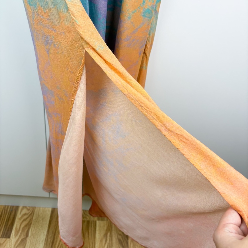 Anthropologie Bl-nk London Amalia Tie Dye Bias Cut Maxi Skirt Small Blue Orange - Picture 5 of 8